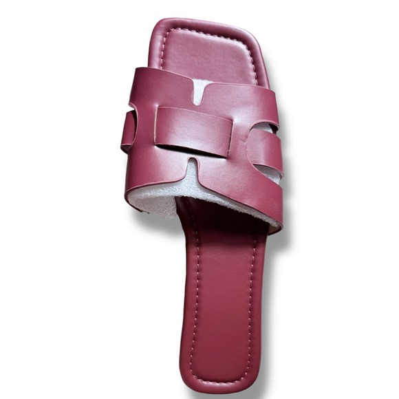 NEW Womens Burgundy H Style Slip On Flat Sandals Sz 11 Womens EU 44 Wine colord - Picture 4 of 12